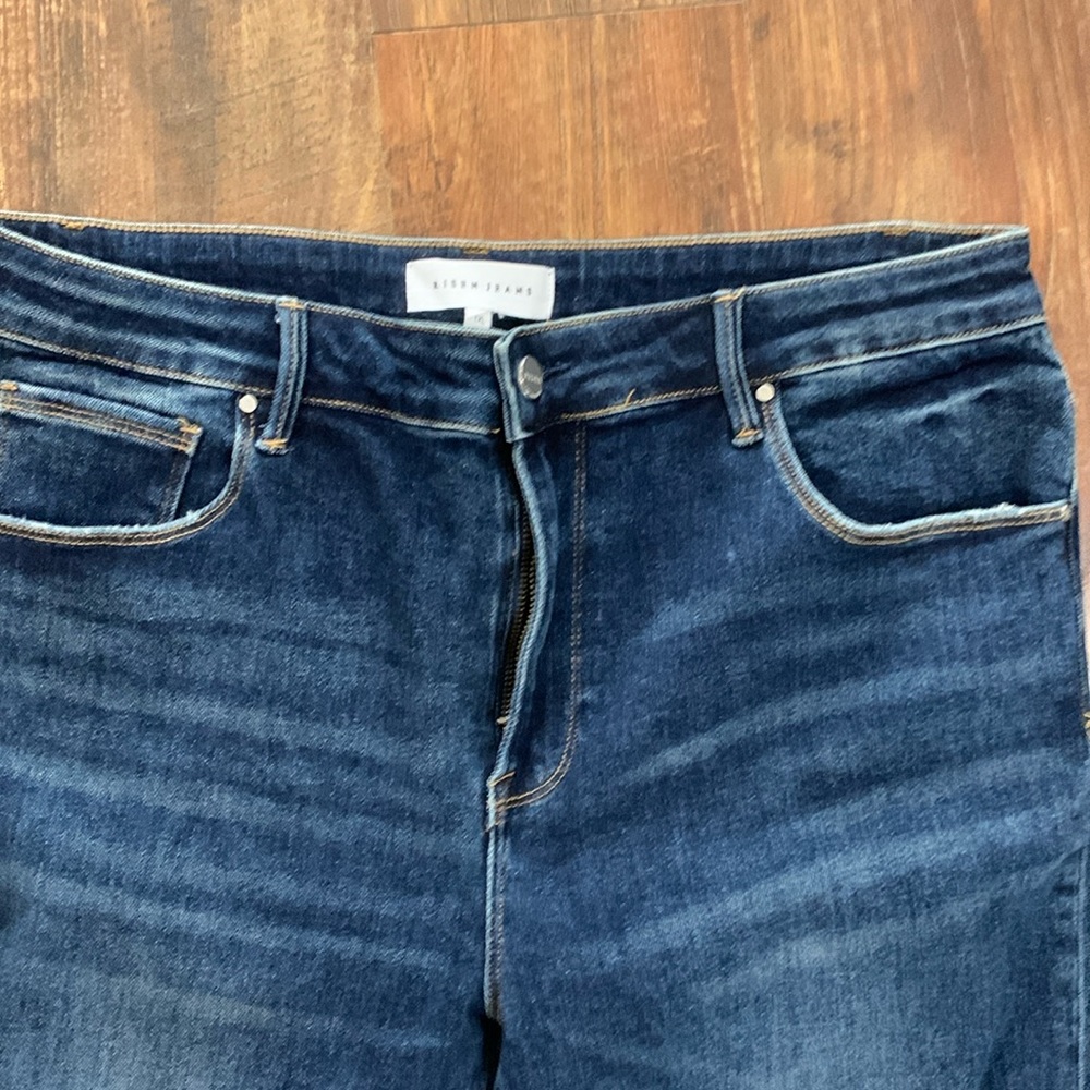 Risen, straight leg “mom” jeans, high rise